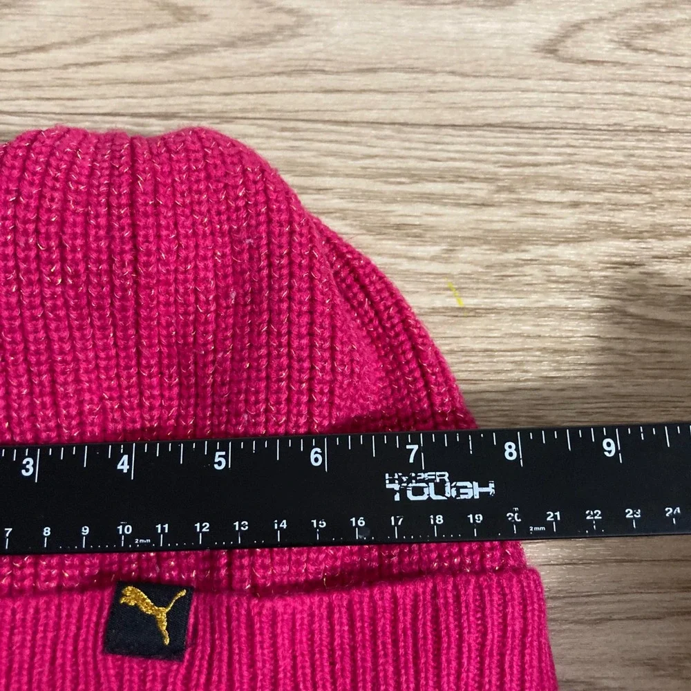 Puma Beanie GILRS OSFA Pink Gold‎ Metallic Sparkle Ribbed Knit Hat USWGR